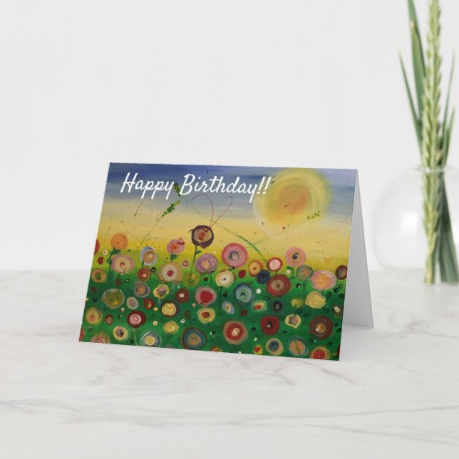 Happy Birthday Abstrakten Mohnfeld Karte (Vorderseite)