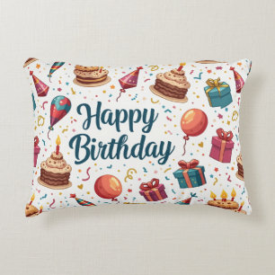 Happy Birthday Accent Pillow mit Balloons Dekokissen