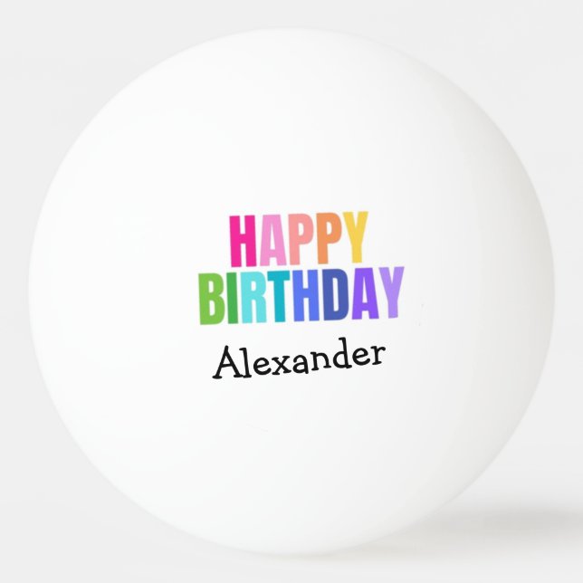 Happy Birthday Add Name Geschenk 3 Golf Balls Tischtennisball (Vorderseite)