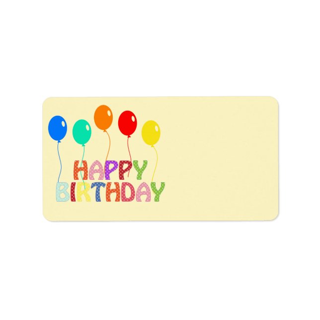 Happy Birthday Address Label Adressaufkleber (Vorne)