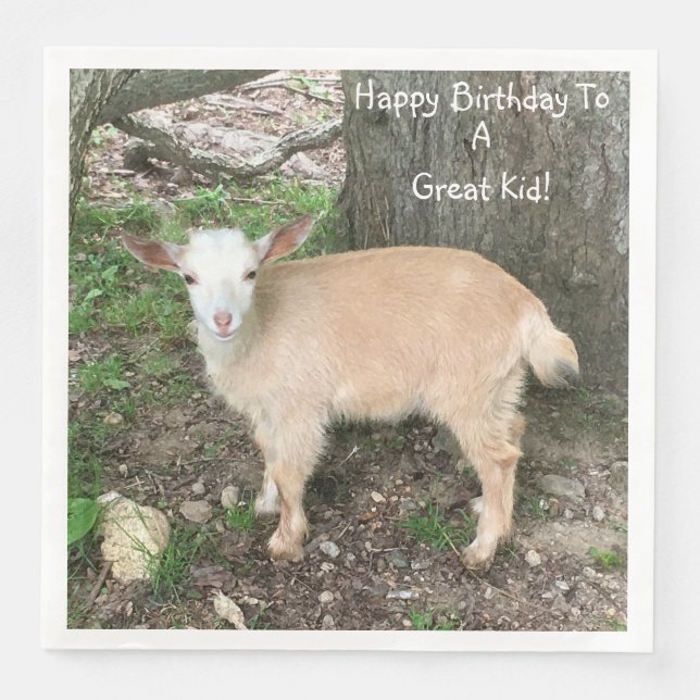 Happy Birthday Adorable Baby Goat Serviette (Vorderseite)