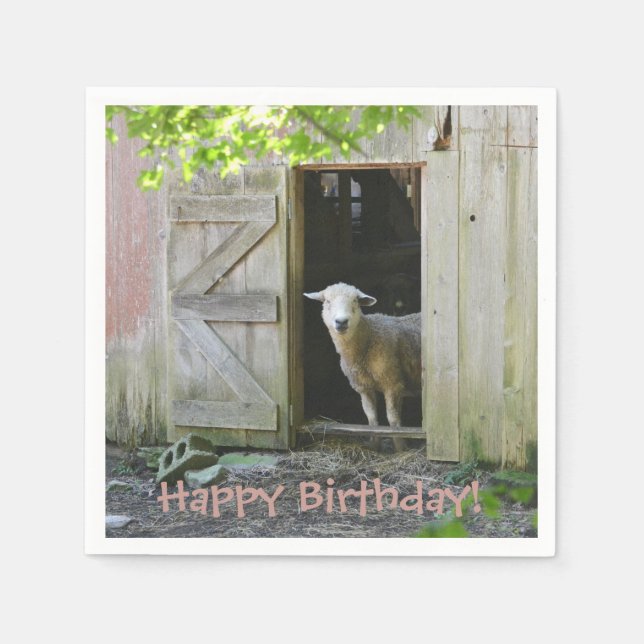 Happy Birthday Adorable Sheep Serviette (Vorderseite)