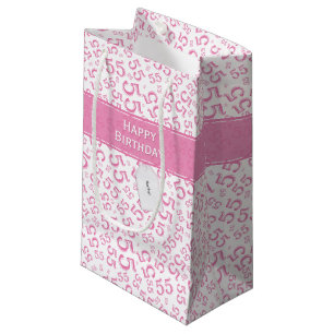 Happy Birthday Age 55 Number Pattern Pink/White Kleine Geschenktüte