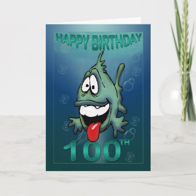 Happy Birthday Ages Fish 100. Geburtstag Karte (Vorderseite)