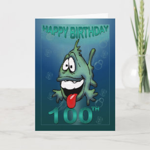 Happy Birthday Ages Happy Fish 100. Geburtstag Karte