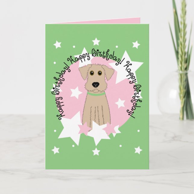 Happy Birthday Airedale Terrier Karte (Vorderseite)