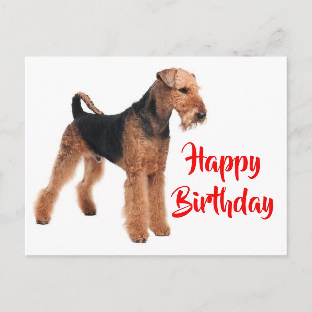 Happy Birthday Airedale Terrier Puppy Dog Postkarte (Vorderseite)
