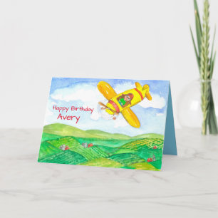 Happy Birthday Airplane Individuelle Name Karte