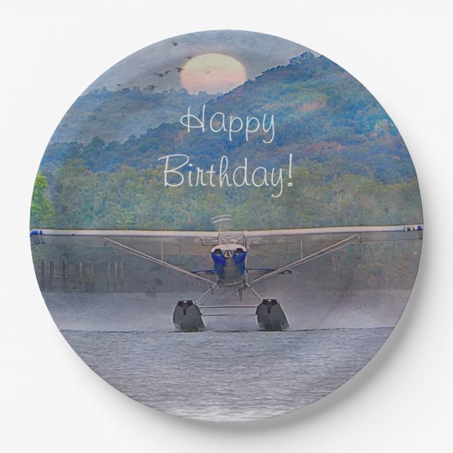 Happy Birthday Airplane Pappteller (Vorderseite)