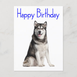 Happy Birthday Alaskan Malamute Puppy Dog Card Postkarte