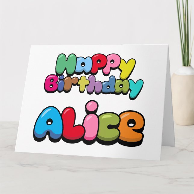 Happy Birthday Alice Karte (Vorderseite)