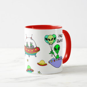 Happy Birthday Alien Ship Cup Anpassen Kaffee Tass Tasse