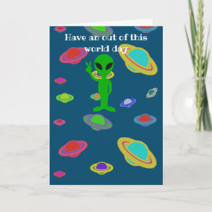 Happy Birthday Alien Space Card Karte