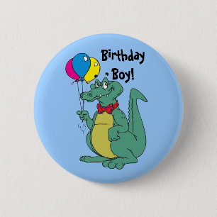 Happy Birthday Alligator Ballon Button