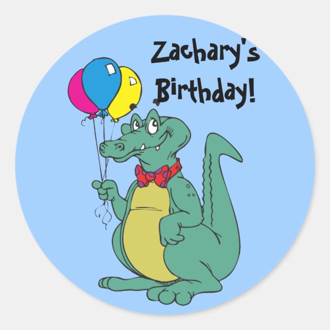 Happy Birthday Alligator Ballon Sticker (Vorderseite)