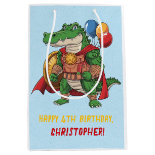 Happy Birthday Alligator Superhero Geburtstagspart Mittlere Geschenktüte