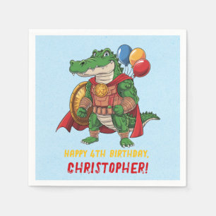 Happy Birthday Alligator Superhero Geburtstagspart Serviette