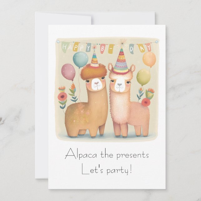 Happy Birthday Alpacas Geburtstagskarte Dankeskarte (Vorderseite)