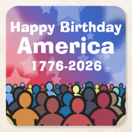 Happy Birthday America 1776 to 2026 Rechteckiger Pappuntersetzer