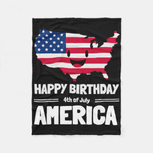 Happy Birthday America 4. Juli Amerikanische Flagg Fleecedecke