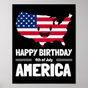 Happy Birthday America 4. Juli Amerikanische Flagg Poster