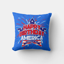 Happy Birthday America 4. Juli Unabhängigkeit BLAU Kissen