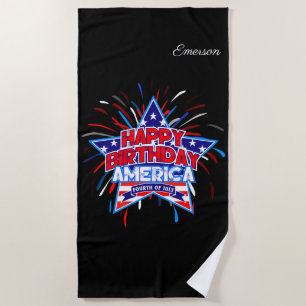Happy Birthday America 4. Juli Unabhängigkeit Strandtuch