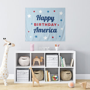 Happy Birthday America Blue 4. Juli Wandteppich