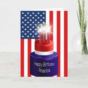 Happy Birthday America Card Cake & Candles Dankeskarte