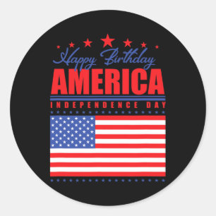 Happy Birthday America Independence Day 4. Juli Runder Aufkleber