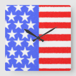 Happy Birthday America Quadratische Wanduhr