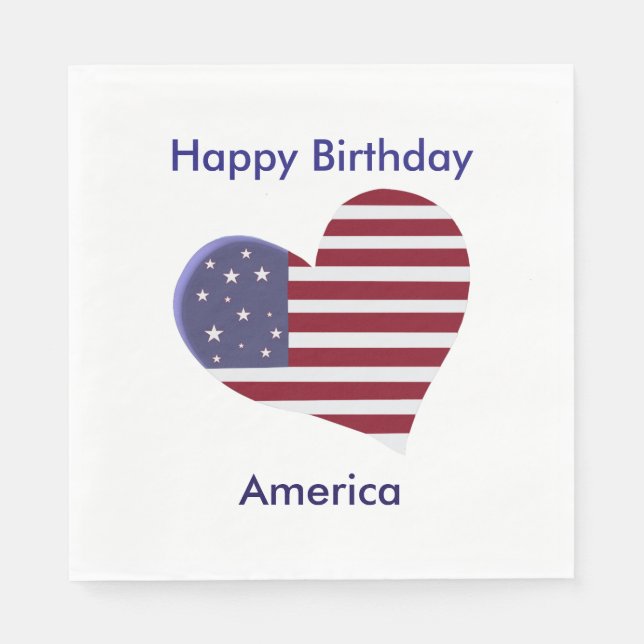 Happy Birthday America, Red White and Blue Heart Serviette (Vorderseite)