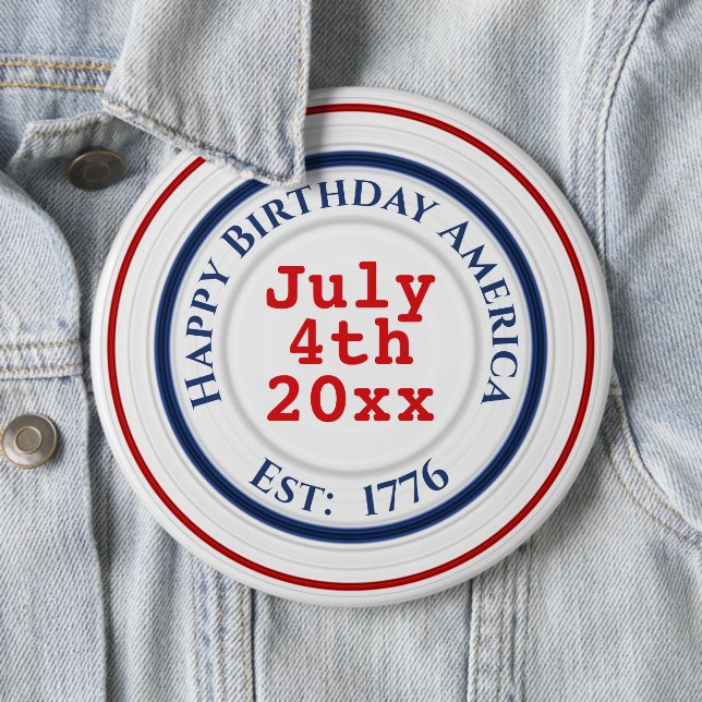 Happy Birthday America Red White Blue Patriotic Button (Beispiel)