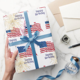 Happy Birthday American Flag Geschenkpapier