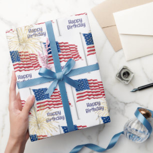 Happy Birthday American Flag Geschenkpapier