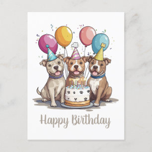 Happy Birthday American Pit Bull Terrier Dogs Postkarte