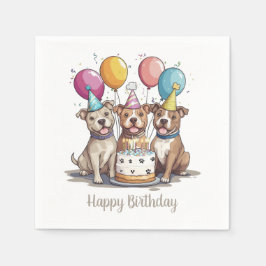 Happy Birthday American Pit Bull Terrier Dogs Serviette