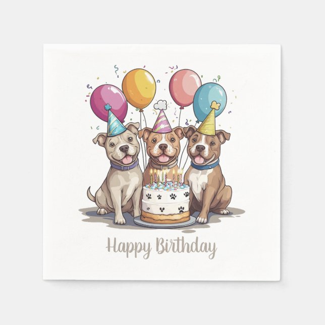 Happy Birthday American Pit Bull Terrier Dogs Serviette (Vorderseite)