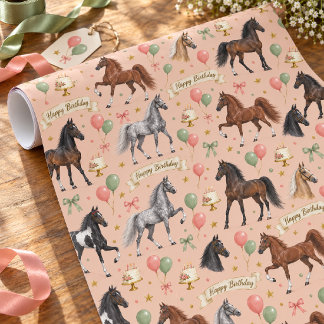 Happy Birthday American Saddlebred Pferde Muster Geschenkpapier