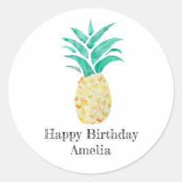Happy Birthday Ananas Tropical Party Stickers