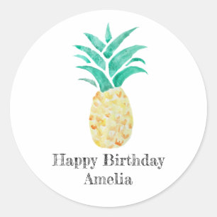 Happy Birthday Ananas Tropical Party Stickers
