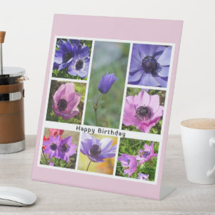 Happy Birthday Anemone Foto Collage Sockelschild