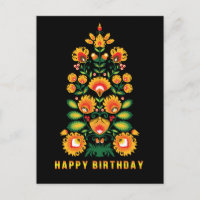 Happy Birthday anpassbare Folklore Postkarte