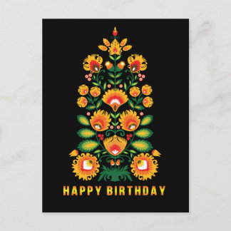 Happy Birthday anpassbare Folklore Postkarte