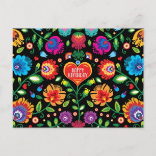 😍 Happy Birthday anpassbare Folklore Postkarte