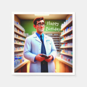 Happy Birthday Apotheker Serviette
