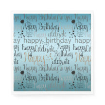Happy Birthday Aqua Ombre