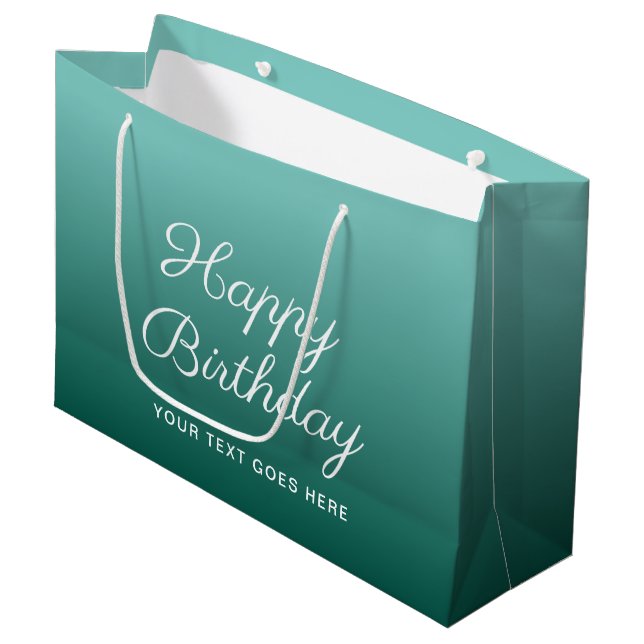 Happy Birthday Aquamarine Template Typografie Große Geschenktüte (Vorderseite Schrägansicht)
