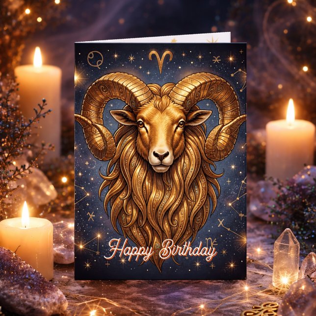 Happy Birthday Aries | Horoscope Astrlogy Karte (Von Creator hochgeladen)