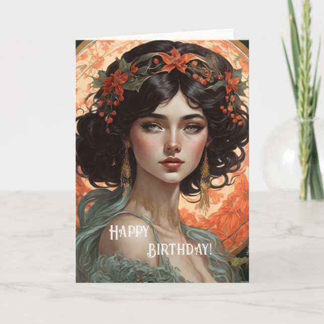 Happy Birthday Art Nouveau Beauty No.1 Karte (Vorderseite)